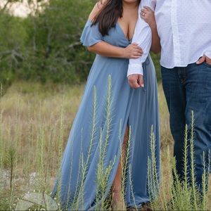 Gorgeous dusty blue wrap dress